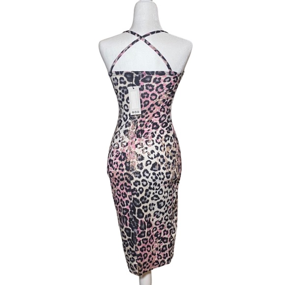 NWT Boohoo Tall Kaya Pastal Animal Cupped Dress Sz 4 Bodycon Cheetah Print - Picture 4 of 10
